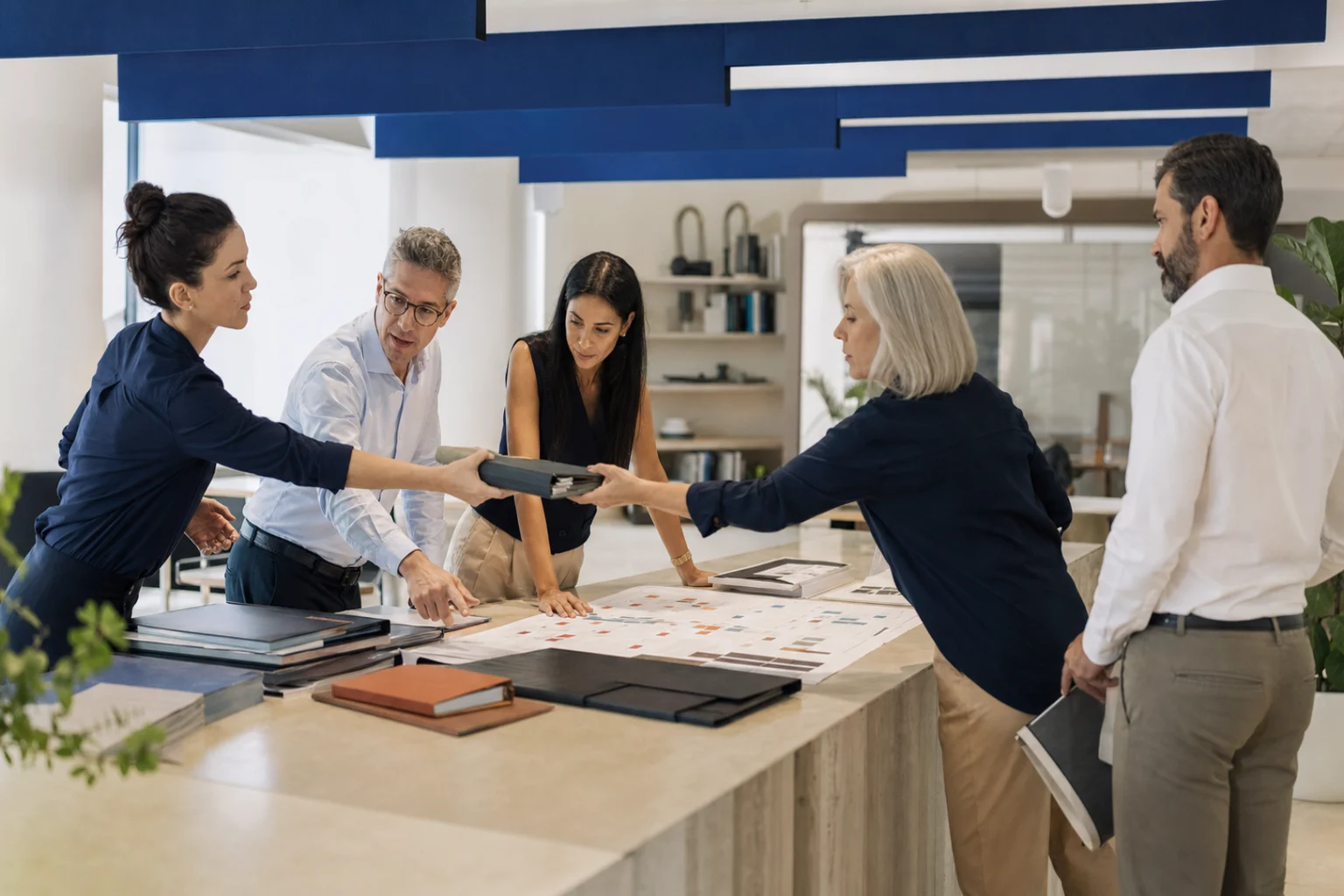 Specialists coordinating connected workstreams in a project studio