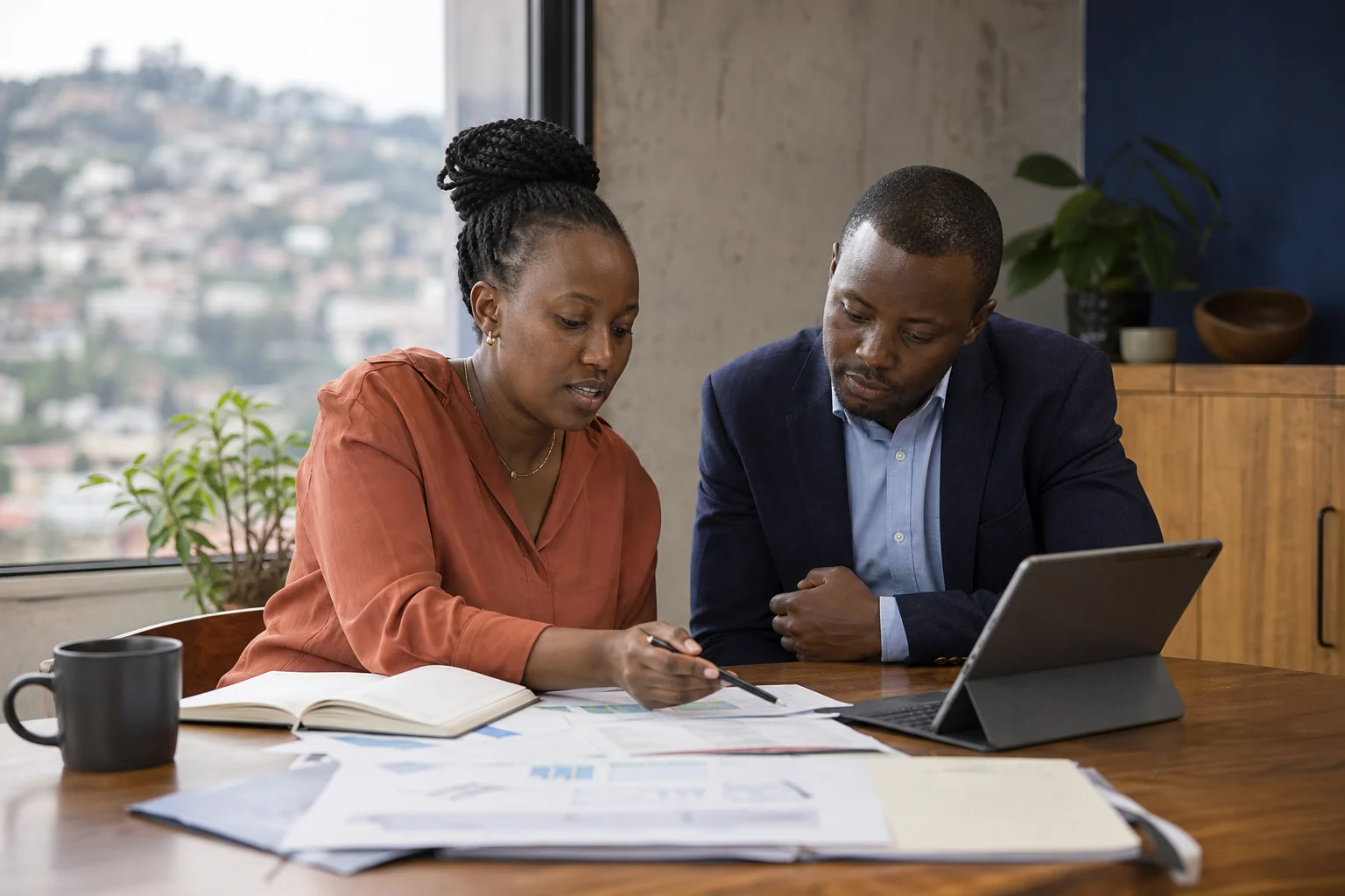 Business owners and advisers reviewing operational and financial priorities