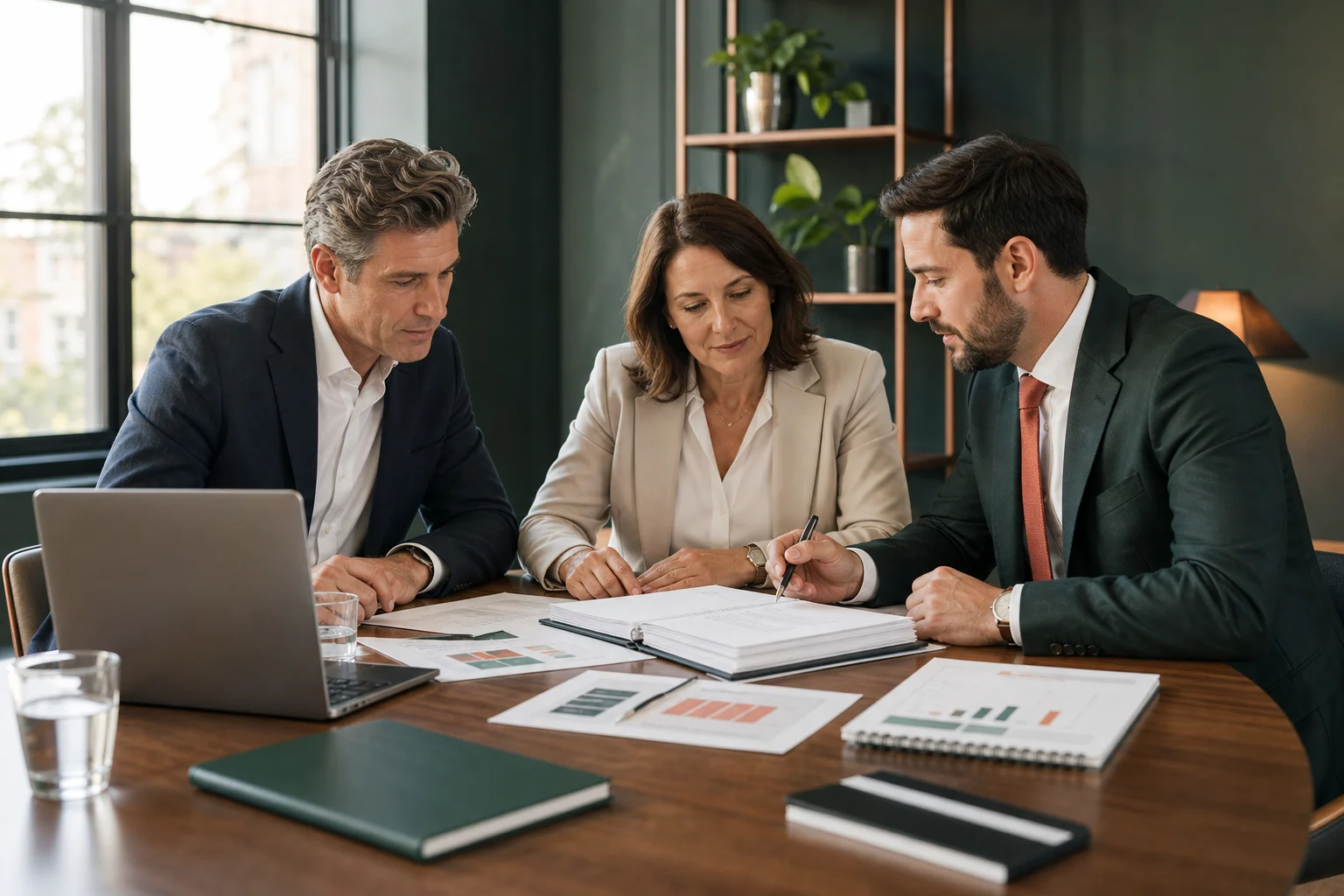 Business leaders reviewing a coherent and complete funding pack